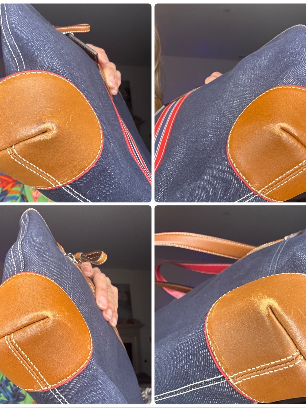Coach Vintage Denim and leather varsity stripe tote EUC - Picture 14 of 15